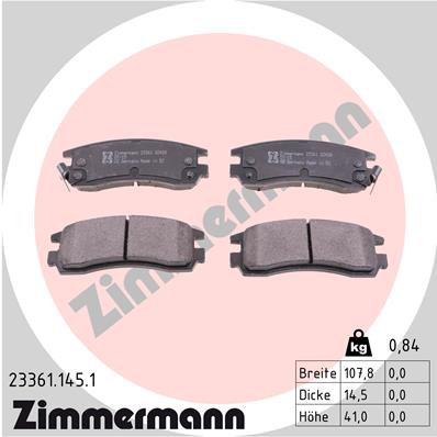 Zimmermann Brake pads for BUICK PARK AVENUE rear