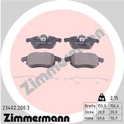 Zimmermann Brake pads for SAAB 9-3 Kombi (YS3F) front