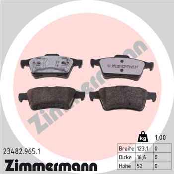Zimmermann rd:z Brake pads for RENAULT LAGUNA II Grandtour (KG0/1_) rear