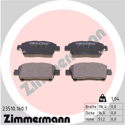Zimmermann Brake pads for TOYOTA COROLLA Kombi (_E12_) front