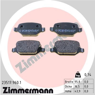 Zimmermann rd:z Brake pads for LANCIA LYBRA (839_) rear