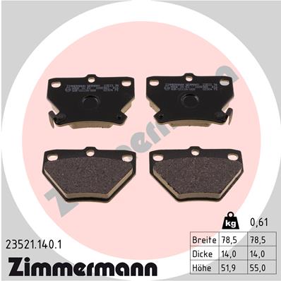 Zimmermann Brake pads for TOYOTA YARIS VERSO (_P2_) rear