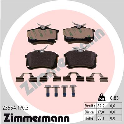 Zimmermann Brake pads for RENAULT MEGANE III Grandtour (KZ0/1) rear