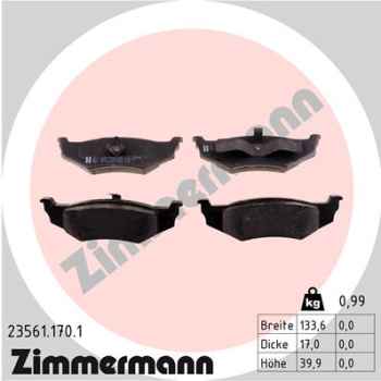 Zimmermann Brake pads for CHRYSLER PT CRUISER (PT_) rear