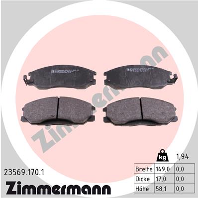 Zimmermann Brake pads for SSANGYONG ACTYON I front