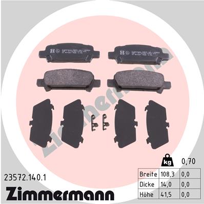 Zimmermann Brake pads for SUBARU LEGACY II (BD) rear