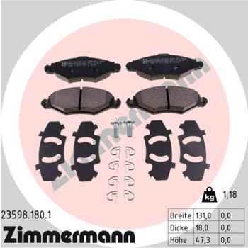 Zimmermann Brake pads for PEUGEOT 206+ (2L_, 2M_) front