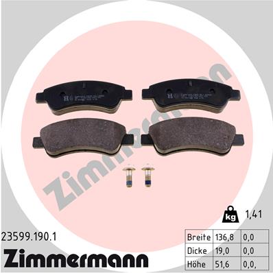 Zimmermann Brake pads for PEUGEOT PARTNER Kasten (5) front