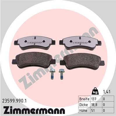 Zimmermann rd:z Brake pads for CITROËN BERLINGO / BERLINGO FIRST Großraumlimousine (MF, GJK, GFK) front
