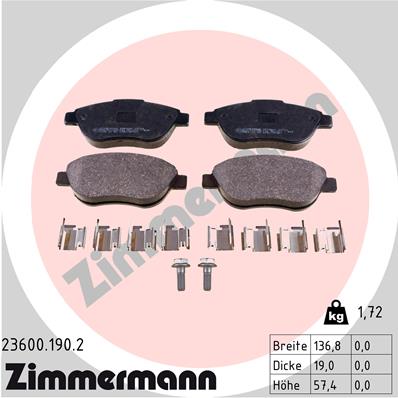 Zimmermann Brake pads for PEUGEOT 307 Break (3E) front