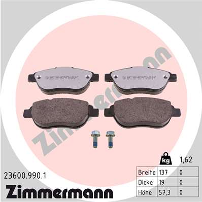 Zimmermann rd:z Brake pads for PEUGEOT 307 Break (3E) front