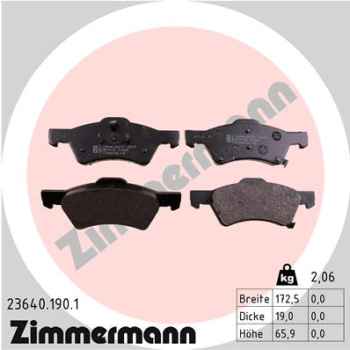 Zimmermann Brake pads for CHRYSLER VOYAGER IV (RG, RS) front