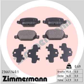 Zimmermann Brake pads for LANCIA YPSILON (843_) rear
