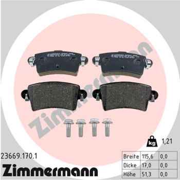 Zimmermann Brake pads for OPEL MOVANO Pritsche/Fahrgestell (X70) rear