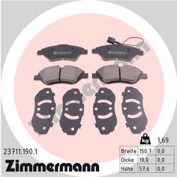 Zimmermann Brake pads for FIAT STILO (192_) front