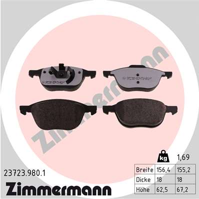 Zimmermann rd:z Brake pads for FORD FOCUS III front
