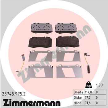 Zimmermann rd:z Brake pads for MERCEDES-BENZ CLK Cabriolet (A209) front