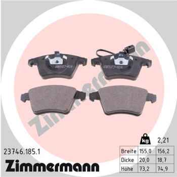 Zimmermann Brake pads for VW TRANSPORTER T5 Bus (7HB, 7HJ, 7EB, 7EJ, 7EF, 7EG, 7HF, 7EC) front