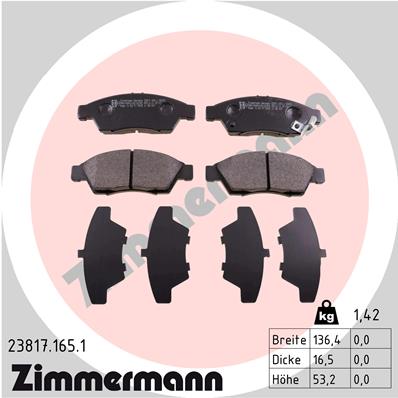 Zimmermann Brake pads for SUZUKI LIANA Schrägheck front