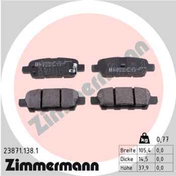 Zimmermann Brake pads for RENAULT KOLEOS I (HY_) rear