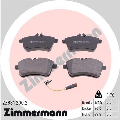 Zimmermann Brake pads for MERCEDES-BENZ B-KLASSE (W245) front