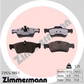 Zimmermann rd:z Brake pads for MERCEDES-BENZ G-KLASSE (W463) rear