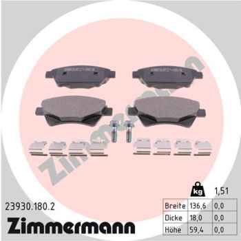 Zimmermann Brake pads for RENAULT SCÉNIC II (JM0/1_) front