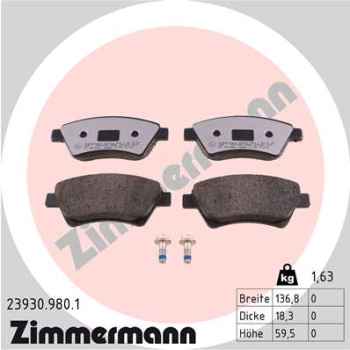 Zimmermann rd:z Brake pads for RENAULT MEGANE II Stufenheck (LM0/1_) front