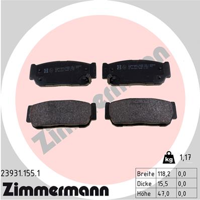 Zimmermann Brake pads for SSANGYONG STAVIC rear