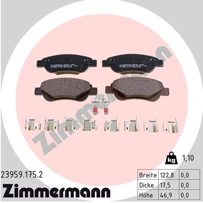 Zimmermann Brake pads for PEUGEOT 108 front