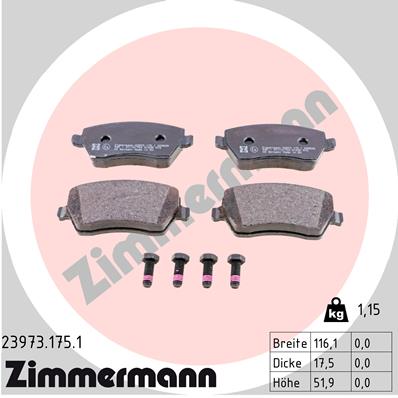 Zimmermann Brake pads for RENAULT CLIO Grandtour (KR0/1_) front