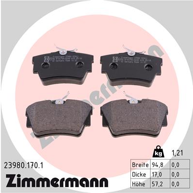 Zimmermann Brake pads for NISSAN PRIMASTAR Kasten (X83) rear