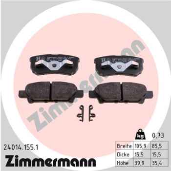 Zimmermann Bremsbeläge für MITSUBISHI LANCER VII (CS_A, CT_A) hinten