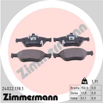 Zimmermann Brake pads for TOYOTA YARIS (_P13_) front