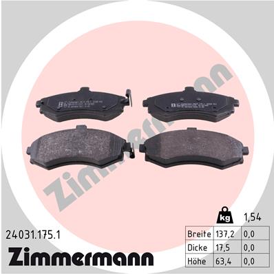 Zimmermann Brake pads for KIA CERATO Stufenheck (LD) front
