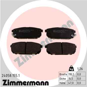 Zimmermann Bremsbeläge für KIA SORENTO II (XM) hinten