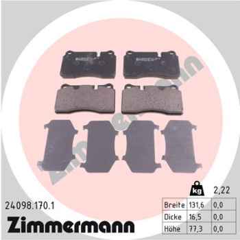 Zimmermann Brake pads for VW TOUAREG (7P5, 7P6) front