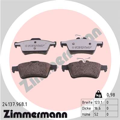 Zimmermann rd:z Brake pads for FORD C-MAX II (DXA/CB7, DXA/CEU) rear