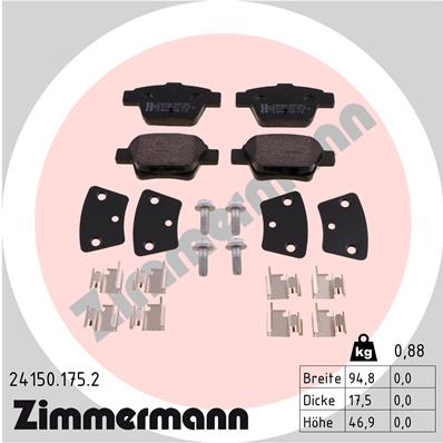 Zimmermann Brake pads for PEUGEOT 307 SW (3H) rear