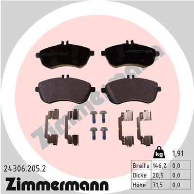 Zimmermann Bremsbeläge für MERCEDES-BENZ E-KLASSE Cabriolet (A207) vorne