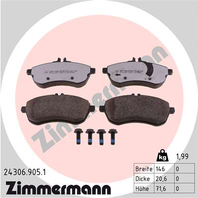 Zimmermann rd:z Brake pads for MERCEDES-BENZ C-KLASSE (W204) front