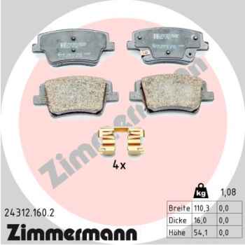 Zimmermann Bremsbeläge für HYUNDAI SANTA FE IV Kasten/SUV (TM) hinten
