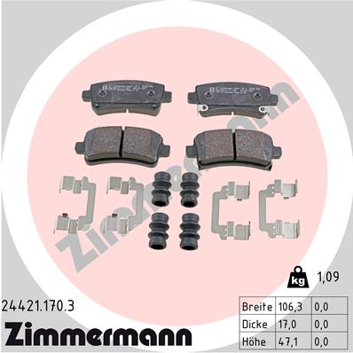 Zimmermann Brake pads for SAAB 9-5 (YS3G) rear