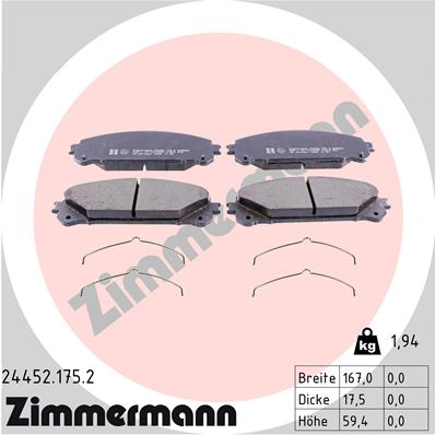 Zimmermann Bremsbeläge für TOYOTA RAV 4 IV (_A4_) vorne