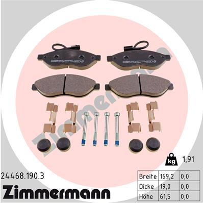 Zimmermann Brake pads for FIAT DUCATO Kasten (250_, 290_) front