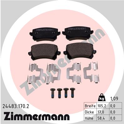 Zimmermann Brake pads for VW PASSAT (3C2) rear