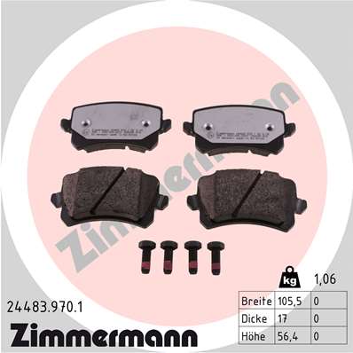 Zimmermann rd:z Brake pads for VW PASSAT (3C2) rear