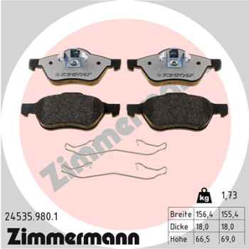 Zimmermann rd:z Brake pads for RENAULT CLIO III (BR0/1, CR0/1) front
