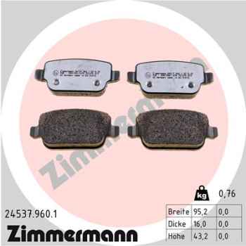 Zimmermann rd:z Brake pads for FORD GALAXY (WA6) rear