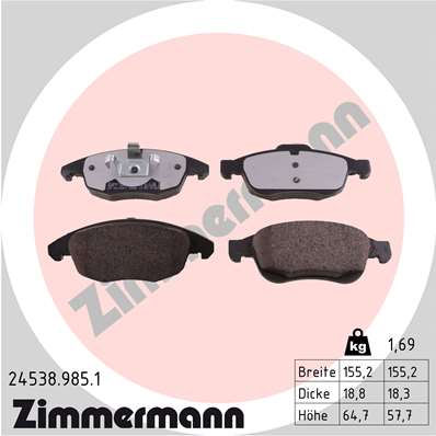 Zimmermann rd:z Brake pads for CITROËN C4 Picasso I Großraumlimousine (UD_) front